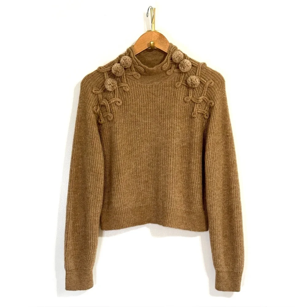 NWOT Ulla Johnson Alpaca-Blend Embroidered Long-Sleeve Reina Pullover Sweater - Picture 2 of 6